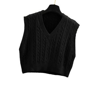 Lailezou + V-Neck Knit Sweater Vest