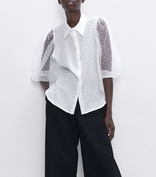 Zara + Organza Blouse With Full Sleeves