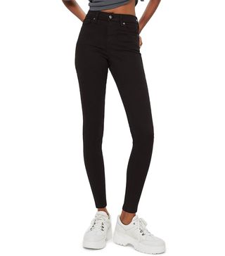 Topshop + Jamie High Waist Black Jeans