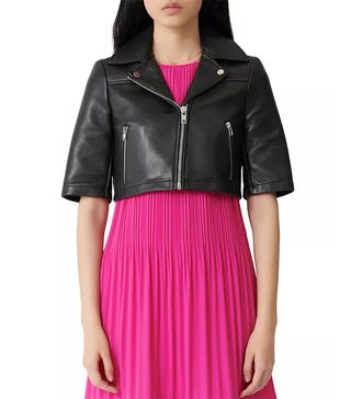 Maje + Bartou Cropped Leather Jacket