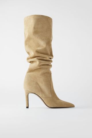 Zara + Heeled Split Leather Boots