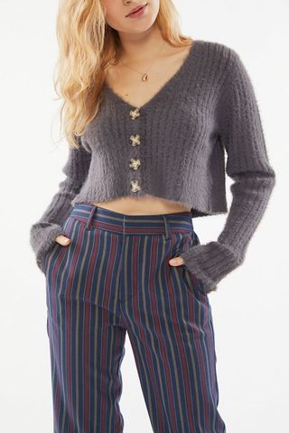 Urban Outfitters + UO Rochelle Fuzzy Cropped Cardigan