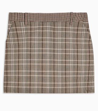 Topshop + Brown Check Mini Skirt