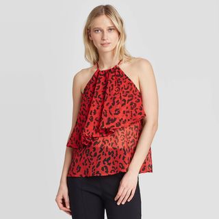 Who What Wear x Target + Animal Print Halter Neck Top