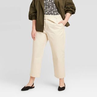 Who What Wear x Target + Pleat Front Straight Cropped Trouser