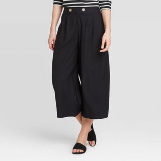 Who What Wear x Target + High-Rise Wide Leg Front Pleat Cropped Pants