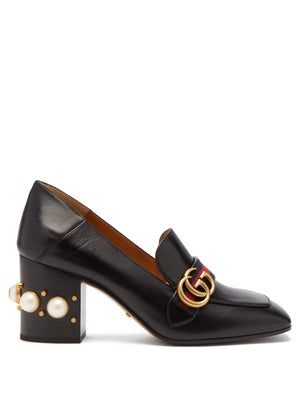 Gucci + Peyton Pearl-Embellished Leather Loafers