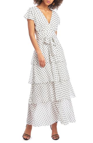 Christian Siriano + Polka Dot Chiffon Maxi Dress