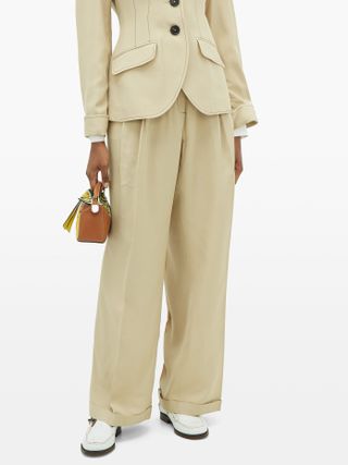 Wales Bonner + Wide-Leg Tailored Canvas Trousers