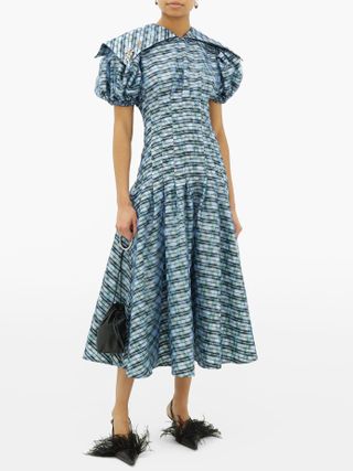 Chopova Lowena + Puff-Sleeve Tartan Print Oraganza Dress