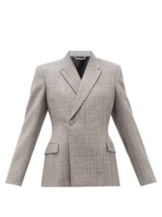 Balenciaga + Prince of Wales-Check Wool Single-Breasted Blazer