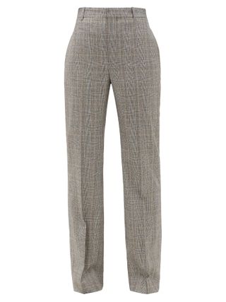 Balenciaga + Straight-Leg Checked Wool Tailored Trousers