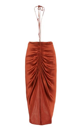 Dion Lee + Ruched Satin Skirt