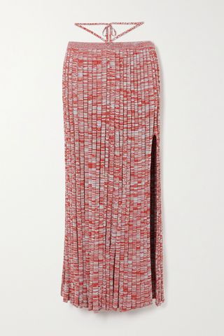 Christopher Esber + Tie-Detailed Mélange Ribbed-Knit Maxi Skirt