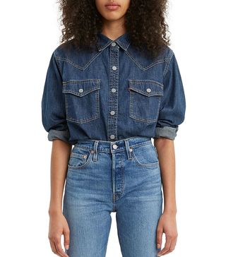 Levi's + Penelope Cropped Cotton Denim Shirt