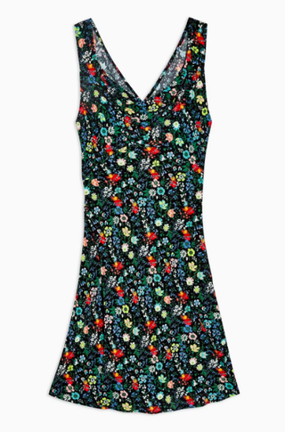 Topshop + Idol Black Floral Wrap Slip Dress