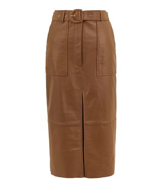 Marks and Spencer + Leather Pencil Midi Skirt