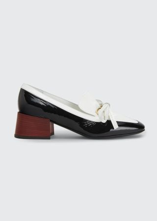 Loewe + Two-Tone Leather Bow Loafers