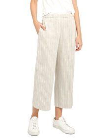 Theory + Striped Wide-Leg Cropped Pull-On Pants