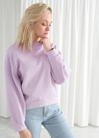& Other Stories + Organic Cotton Mock Neck Sweater in Lilac