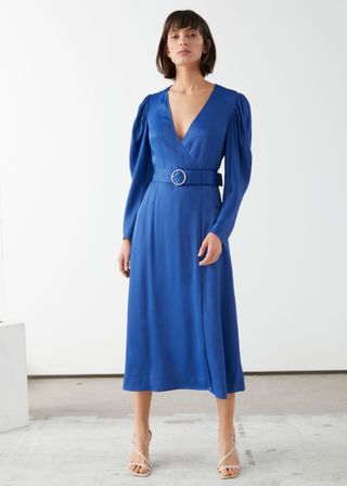 & Other Stories + Pearl Buckle Belted Midi Dress
