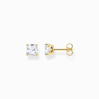 Thomas Sabo + Ear Studs With White Stone Gold Plated