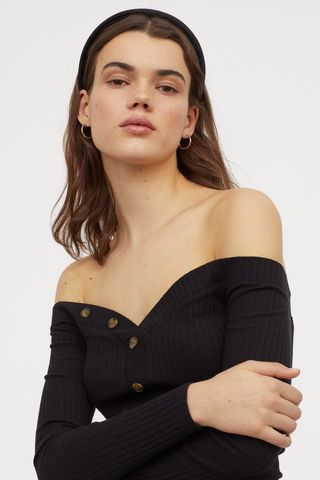 H&M + Ribbed Off-the-Shoulder Top