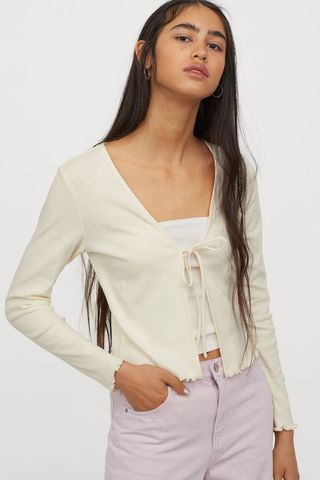 H&M + Cotton Tie-Front Top