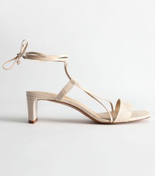 & Other Stories + Croc Embossed Lace Up Leather Sandals