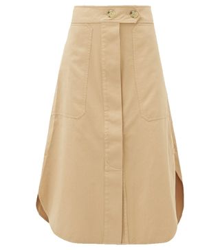 Lee Mathews + Workroom Patch-Pocket Organic-Cotton Midi Skirt