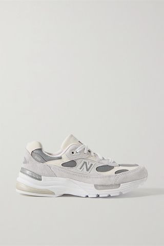 New Balance + 992 Suede and Mesh Sneakers
