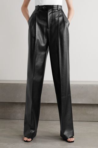 Peter Do + Pleated Faux Leather Straight-Leg Pants