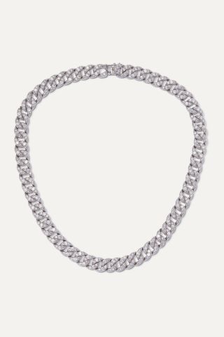 Kenneth Jay Lane + Silver-Tone Crystal Necklace