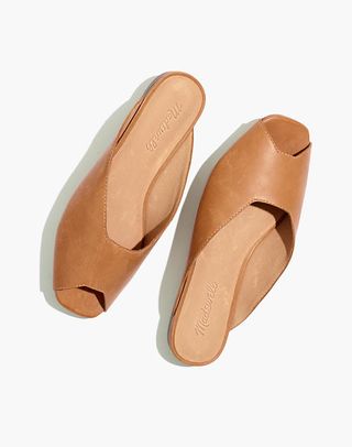 Madewell + The Erica Peep-Toe Mules in Leather
