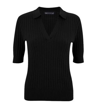 Marks and Spencer + Ribbed Collar Neck Top