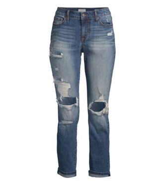Sofia Jeans by Sofia Vergara + Bagi Boyfriend Destructed Mid Rise Jeans with Roll Cuff