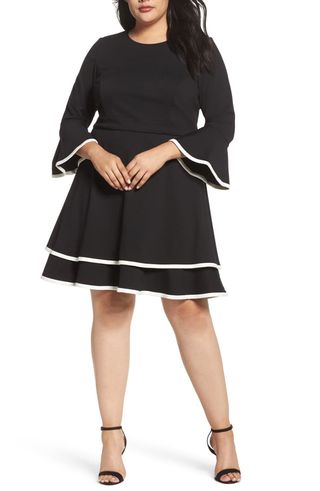 Eliza J + Bell Sleeve Tiered Fit & Flare Dress