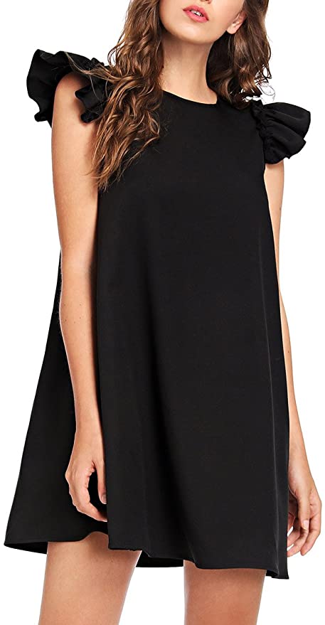 Romwe + Ruffle Trim Sleeve Dress