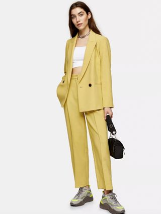 Topshop + Lime Green Marl Double Breasted Suit