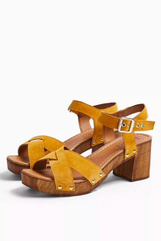Topshop + Mustard Leather Clog Shoes