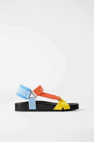 Zara + Multicolored Flat Sandals