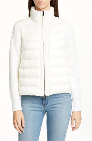 Moncler + Quilted Down & Wool Short Cardigan