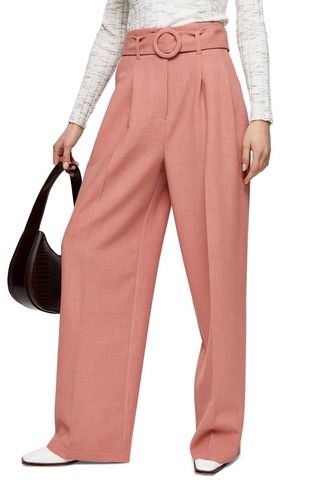 Topshop + Belted Wide Leg Trousers