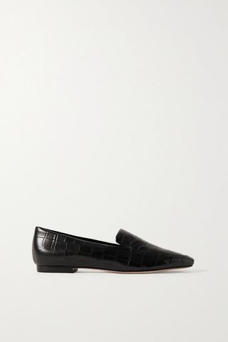 Porte & Paire + Croc-Effect Leather Loafers