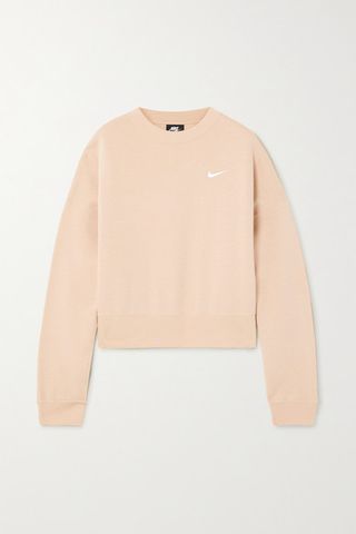 Nike + Cropped Embroidered Cotton-Blend Jersey Sweatshirt