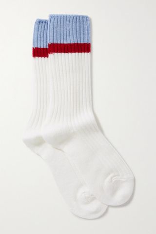 Maria La Rosa + Cross Fit Striped Ribbed Merino Wool-Blend Socks