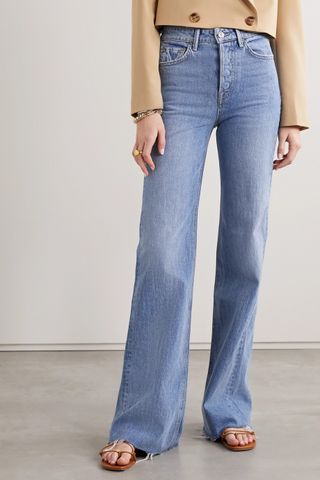 Grlfrnd + Carla Frayed High-Rise Wide-Leg Jeans