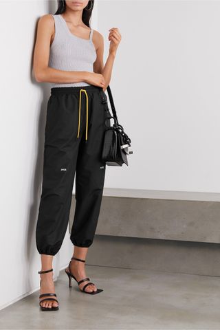 Pyer Moss + Cropped Embroidered Shell Track Pants