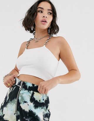 The Ragged Priest + Crop Top with Chunky Chain Straps