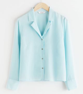 & Other Stories + V-Cut Silk Button Up Blouse